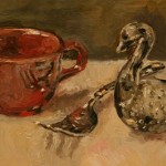 Glass Swan and Red Cup